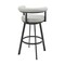 Armen Living Nolagam Swivel Counter Stool in Black Metal with Light Gray Faux Leather 840254335585 - alternate 3
